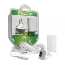 Xbox X360 Stay N Play Charge Kit - (3rd) NEW - Hyperkin - Rechargable Battery AND Cable - WHITE