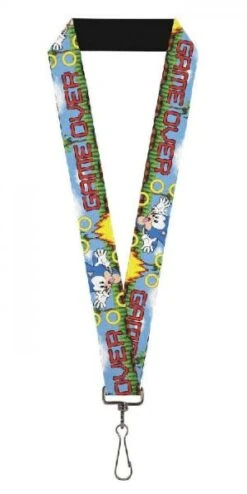 Lanyard - SEGA Genesis - Sonic The Hedgehog - GAME OVER Fall Rings - NEW