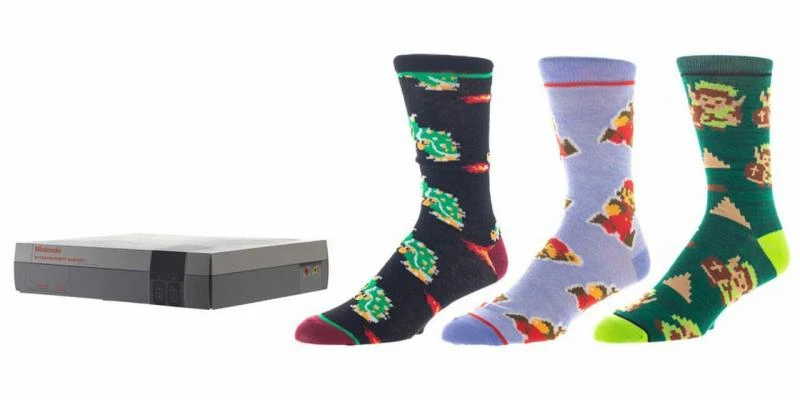 Apparel Gamer Gear - Nintendo - Super Mario And Zelda - 3 Pack In NES Box - CREW Socks
