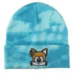 Gamer Hat - Sonic The Hedgehog - Tails - Blue Tie Dye Knit Beanie - NEW