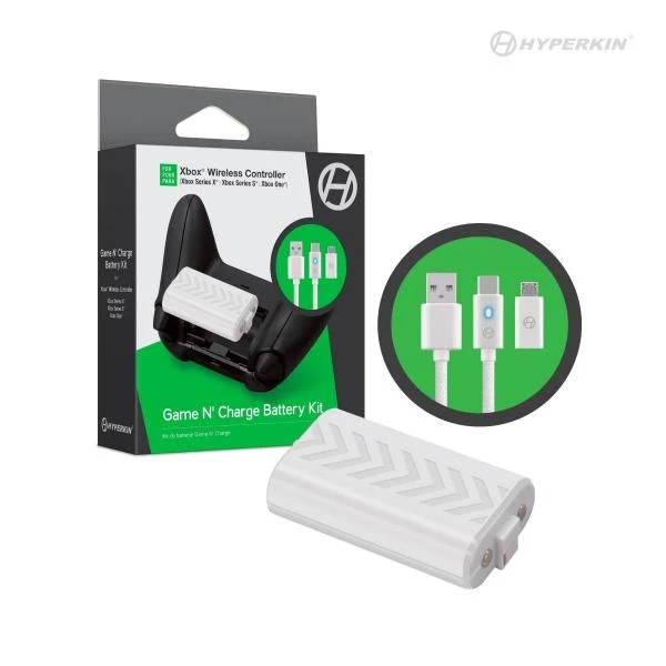 Xbox XSX XB1 Controller Battery Pack And Cable - Game N Charge Battery Kit - Works On XB1 And XSX - Hyperkin - WHITE - NEW 1 Xbox XSX XB1 Controller Battery Pack And Cable - Game N Charge Battery Kit - Works On XB1 And XSX - Hyperkin - WHITE - NEW