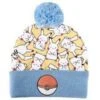 Gamer Hat - Nintendo - Pokemon - White Pikachus Pokeball - Blue Ball Top - Beanie Hat - Blue