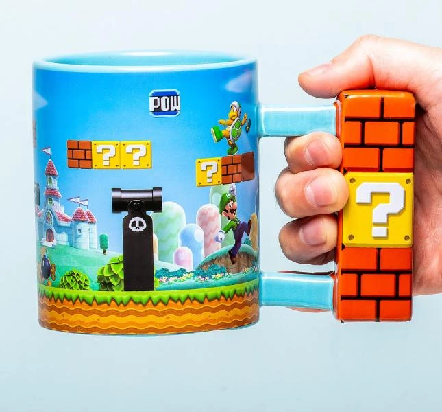 Z Novelty Mug - 15oz - Nintendo - Super Mario - Level Shaped Mug With Brick Handle - NEW 1 Z Novelty Mug - 15oz - Nintendo - Super Mario - Level Shaped Mug With Brick Handle - NEW