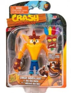 Gamer Toys - Action Figure - Crash Bandicoot - 4.5in Figure - Crash Bandicoot With Aku Aku Mask