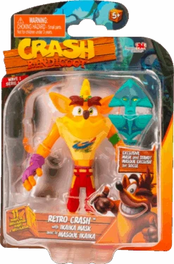 Gamer Toys - Action Figure - Crash Bandicoot - 4.5in Figure - Retro Crash With Ika Ika Mask