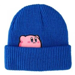 Gamer Hat - Nintendo - Kirby - Kirby Peekaboo Woven Knit - Beanie Hat - Blue