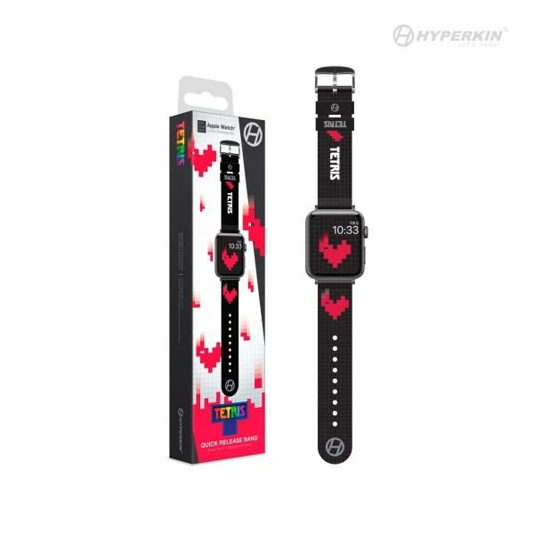 Gamer Gear - APPLE WATCH - Replacement Bands / Straps - TETRIS - Limited Edition - Heart Drop - Hyperkin - Black With Hearts - NEW