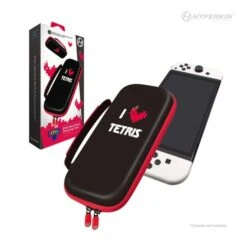 NS Switch - Carry Case For Nintendo Switch And Joycons - EVA Hard Shell - TETRIS - Limited Edition - Heart Drop - Hyperkin - Black With Hearts - NEW