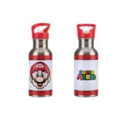 Gamer Gear - Water Bottle - Metal With Straw - Nintendo - Super Mario - Mario - NEW