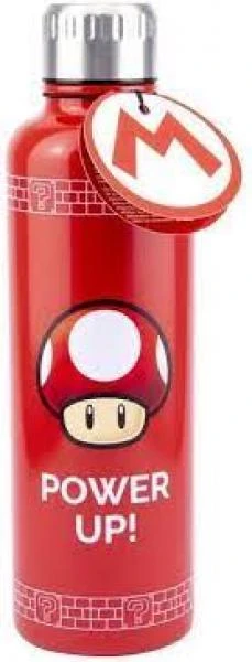 Gamer Gear - Water Bottle - Metal Big Up - Nintendo - Super Mario - Power Up - Red - NEW