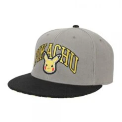 Gamer Hat - Nintendo - Pokemon - Pikachu - University - Flat Bill Snapback - Gray